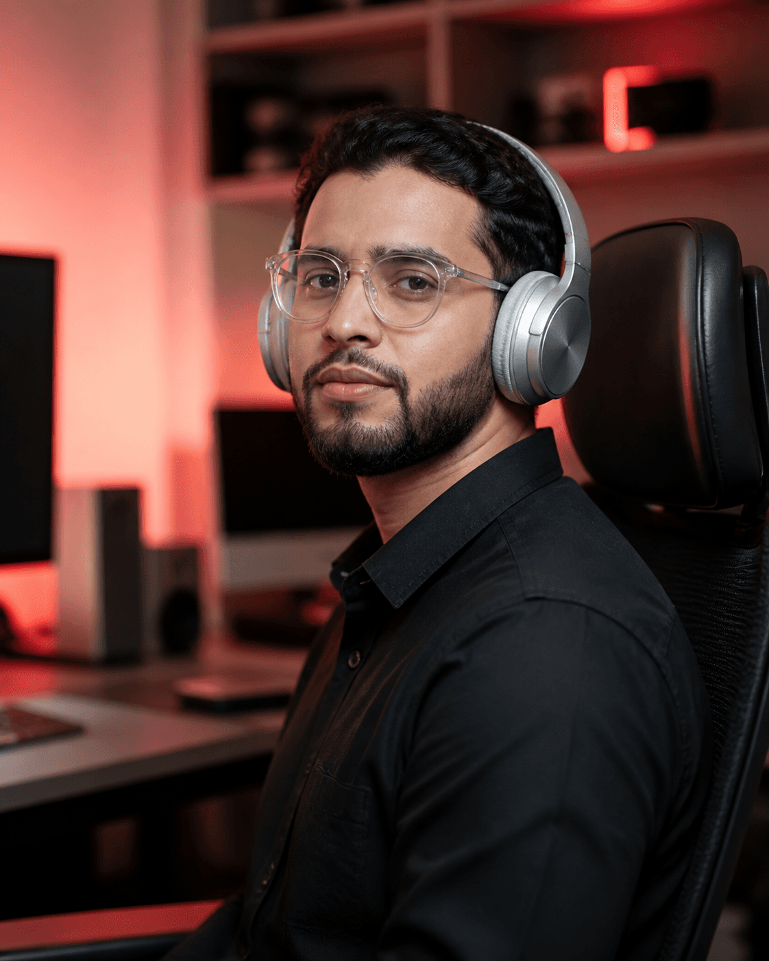 A coach working at a computer